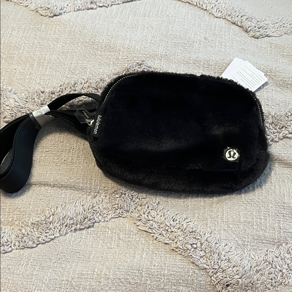lululemon athletica Black Faux Fur belt bag 1L